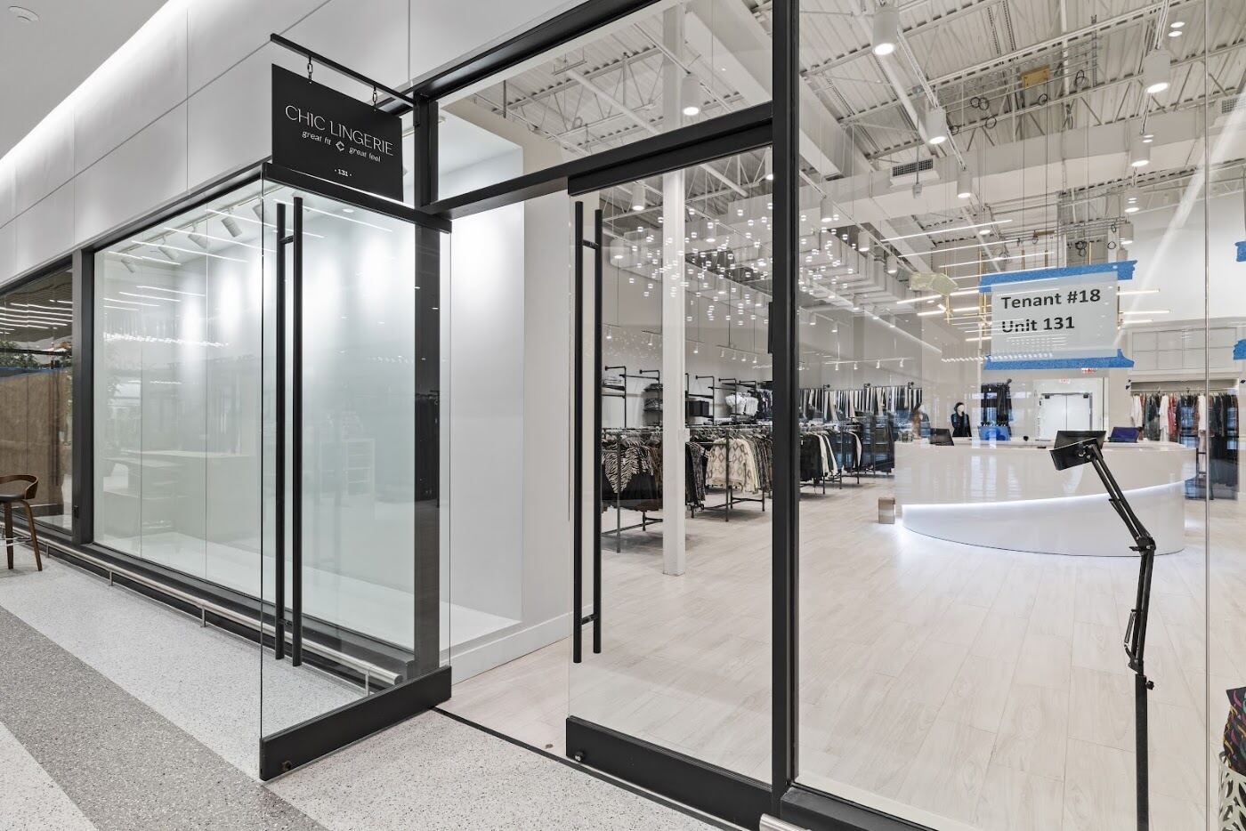 The glass front of Chic Lingerie at The Marketplace