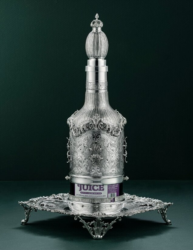 Silver grape juice canister