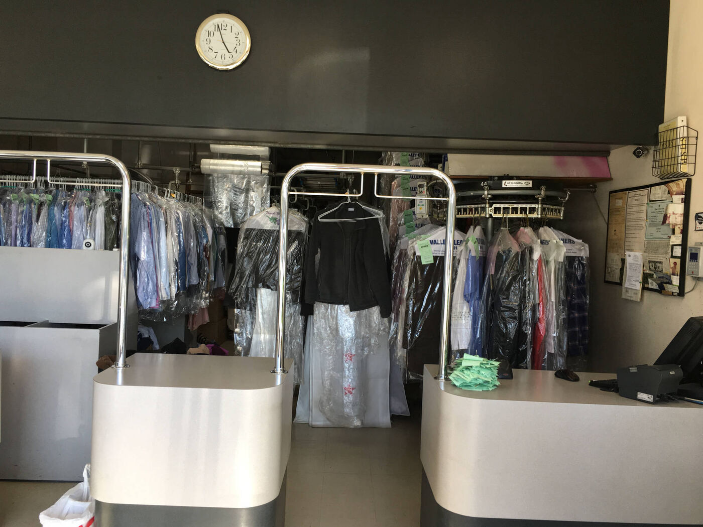 Finished orders on the racks behind the counter