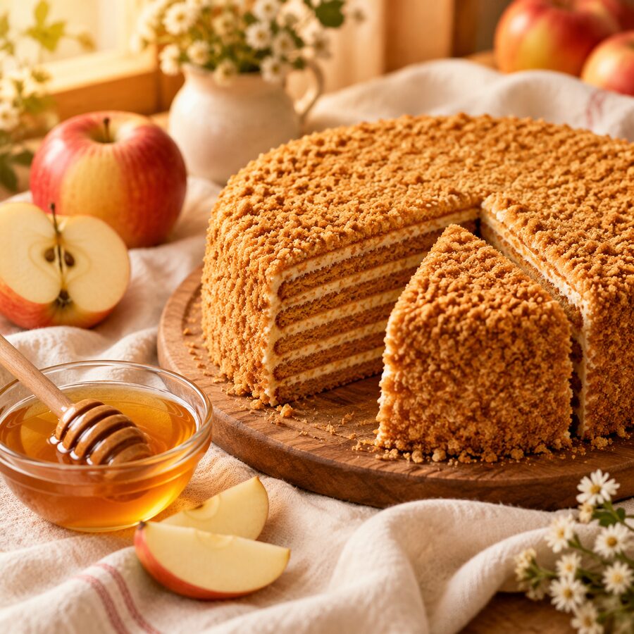 Layered honey cake